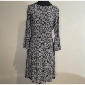 Tommy Hilfiger Women's Size 2 Blue and White Geometric‎ Mandala Print Midi dress